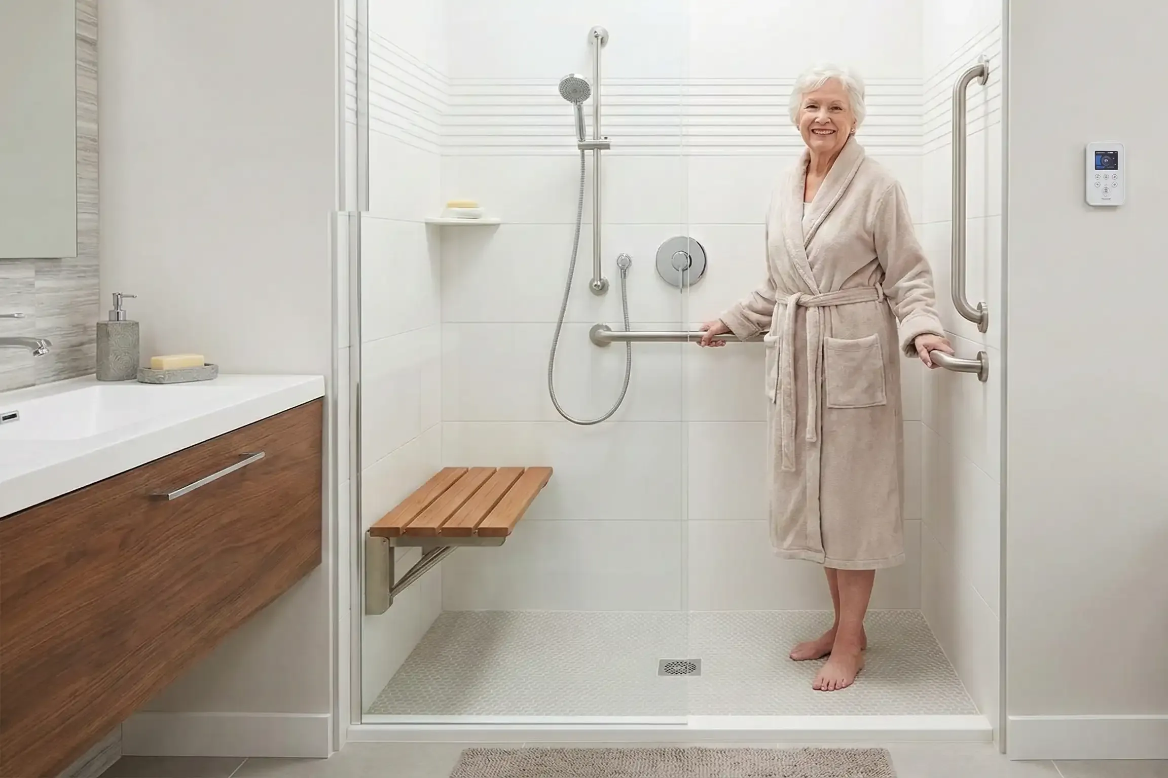 Image installateur douche senior 5 pour un handicap digne